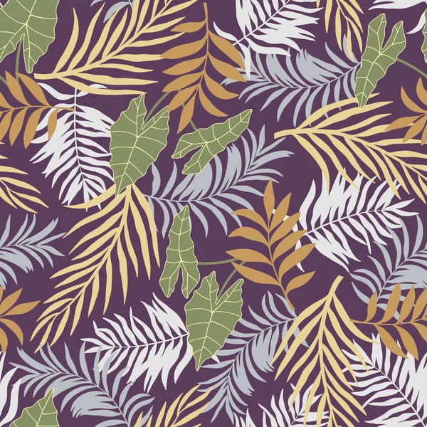 Fundo tropical com folhas de palmeira. Padrão floral sem costura . — Vetor de Stock