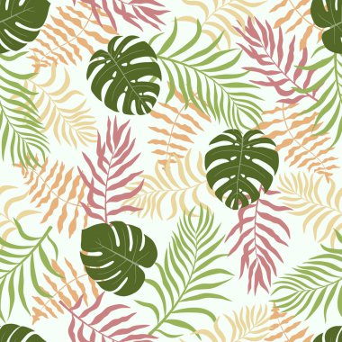 Palm ile tropikal arka plan bırakır. Sorunsuz çiçek desenli. 