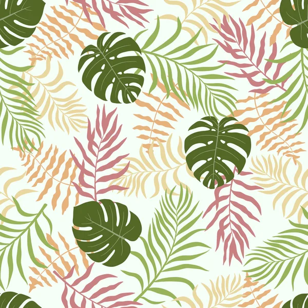 Fundo tropical com folhas de palmeira. Padrão floral sem costura . — Vetor de Stock