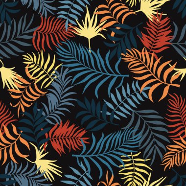 Palm ile tropikal arka plan bırakır. Sorunsuz çiçek desenli. 