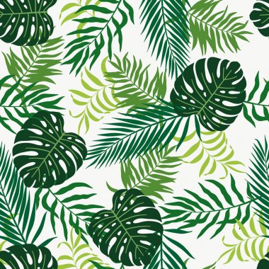 Palm ile tropikal arka plan bırakır. Sorunsuz çiçek desenli. 