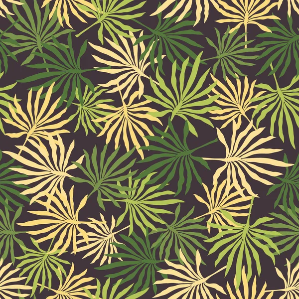 Fondo tropical con hojas de palma. Patrón floral sin costuras . — Vector de stock