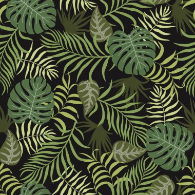 Palm ile tropikal arka plan bırakır. Sorunsuz çiçek desenli. 