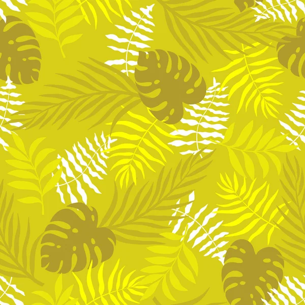 Fondo tropical con hojas de palma. Patrón floral sin costuras . — Vector de stock