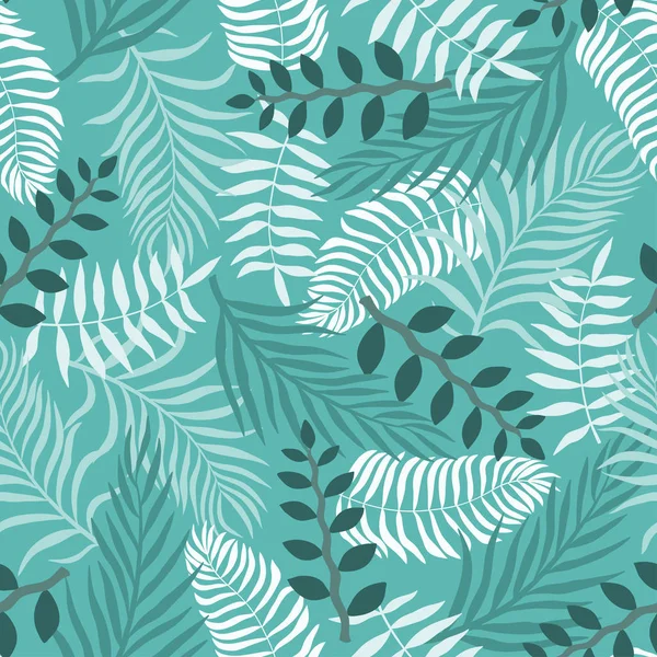 Fondo Tropical Con Hojas Palma Flores Patrón Floral Sin Costuras — Vector de stock