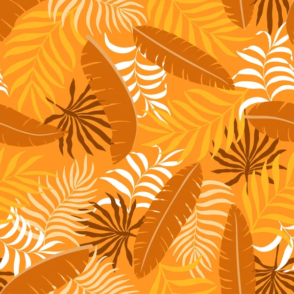 Tropické Pozadí Palmovými Listy Bezešvé Květinové Vzory Letní Vektorová Ilustrace — Stockový vektor