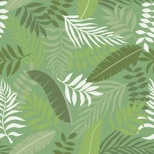 Tropisk Bakgrund Med Palmblad Sömlöst Blommönster Sommar Vektor Illustration Platt — Stock vektor