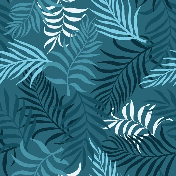 Tropické Pozadí Palmovými Listy Bezešvé Květinové Vzory Letní Vektorová Ilustrace — Stockový vektor