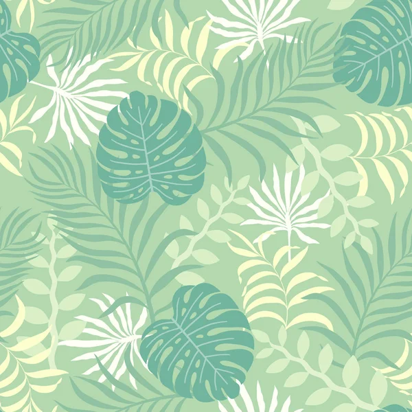 Tropical Background Palm Leaves Seamless Floral Pattern Summer Vector Illustration — Stock Vector