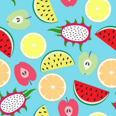 Elle çizilmiş renkli meyvelerle kusursuz soyut desen