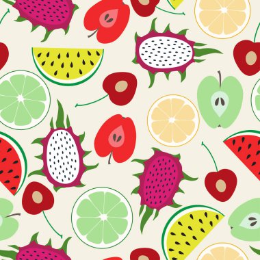 Elle çizilmiş renkli meyvelerle kusursuz soyut desen