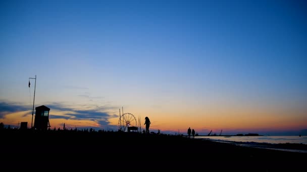 Sunset on beach at rimini italy beautiful colors — Stock Video