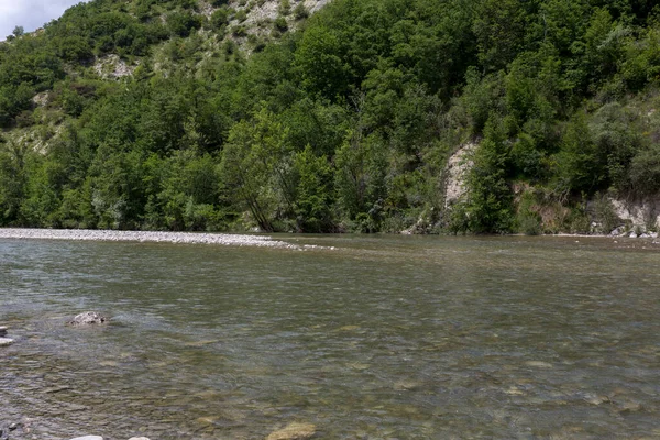 Panorama Van Rivier Enza Reggio Emilia Met Vegetatie Beek — Stockfoto