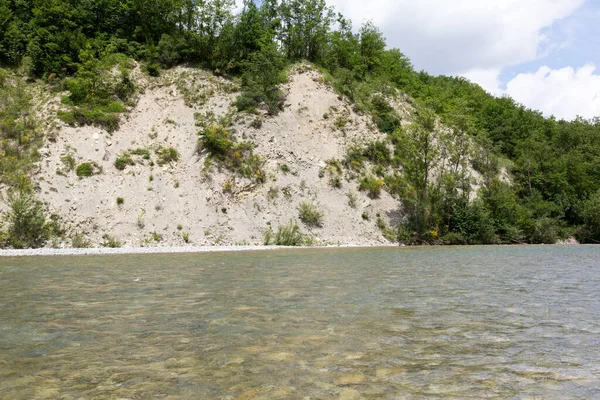 Panorama Van Rivier Enza Reggio Emilia Met Vegetatie Beek — Stockfoto