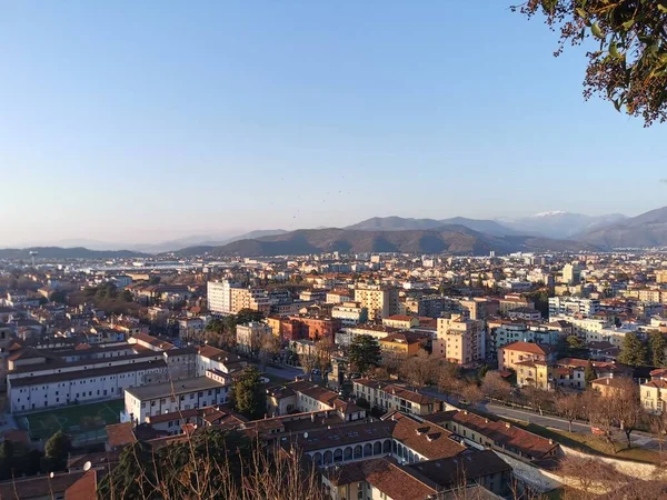 Panorama Ciudad Brescia Atardecer Con Una Amplia Vista Desde Bastión —  Fotos de Stock