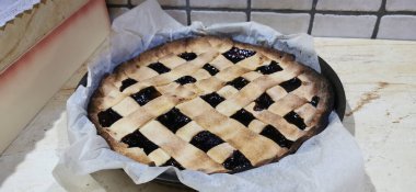 Ev yapımı çilekli tart. Yüksek kalite fotoğraf