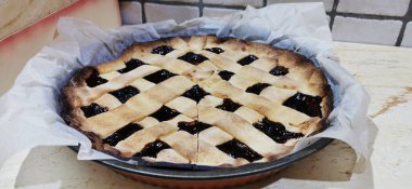 Ev yapımı çilekli tart. Yüksek kalite fotoğraf