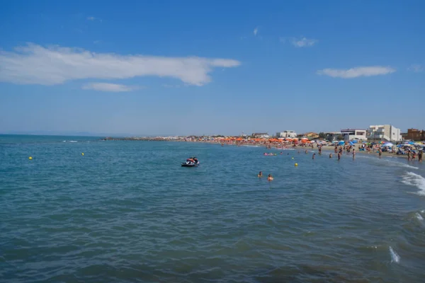 Praia Focene Óstios Costa Romana Com Areia Pedras Foto Alta — Fotografia de Stock