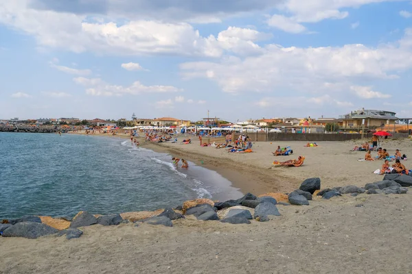 Pantai Ostia Focene Pantai Romawi Dengan Pasir Dan Batu Foto — Stok Foto