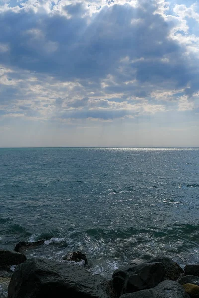 Берегова Фоценова Остія Римське Узбережжя Піском Скелями Фотографія Високої Якості — стокове фото
