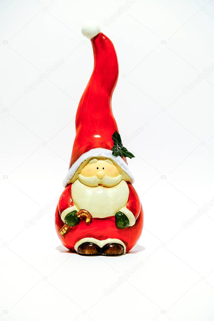 christmas statue of santa claus isolated on white background. High quality photo