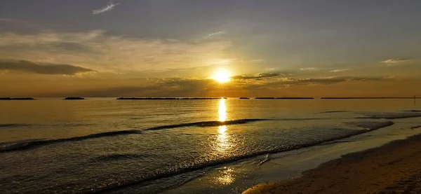 Beautiful Sunrise Sun Reflection Cesenatio Riccione Rimini Beach High Quality — Stock Photo, Image