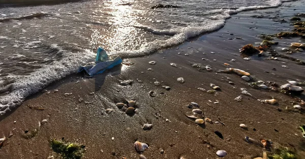 Covid Chirurgische Masker Verlaten Italiaanse Strand Riccione Weigering Hoge Kwaliteit — Stockfoto