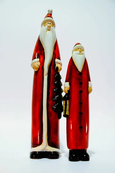 Estátua Natal Santa Claus Isolado Fundo Branco Com Lanterna Mão — Fotografia de Stock