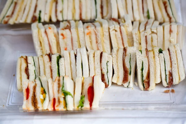 Buffet Wedding Ceremony Savory Snacks Sandwiches High Quality Photo — Stock Photo, Image