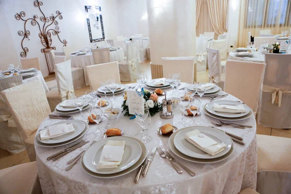 Tischdekoration Für Hochzeitsgäste Zeremonie Buffet Empfang Hochwertiges Foto — Stockfoto