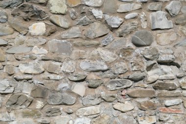 Güneşli bir günde eski taş duvar ve tuğla desenli arka plan