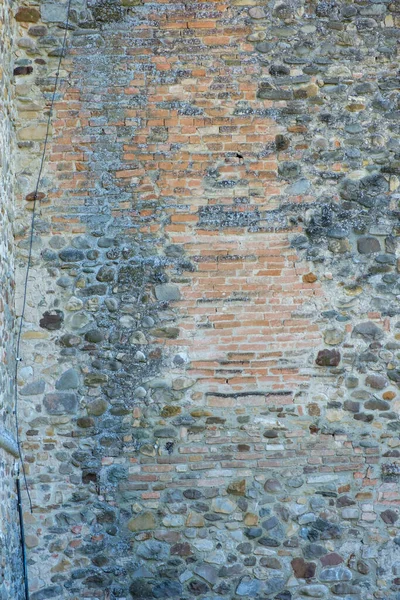 Güneşli Bir Günde Eski Taş Duvar Tuğla Desenli Arka Plan — Stok fotoğraf