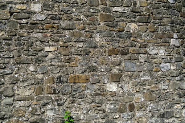 Vieux Mur Pierre Fond Motif Brique Dans Journée Ensoleillée — Photo