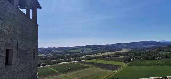 Panorama Över Parma Gröna Emiliska Kullar Från Torrechiara Slott Solig — Stockfoto