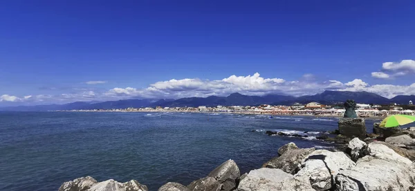 Viareggio Vista Praia Com Guarda Chuvas Foto Alta Qualidade — Fotografia de Stock