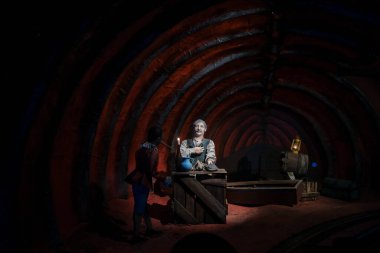 Geppetto 'nun balinanın içinde olduğu Pinokyo hikayesi. Yüksek kalite fotoğraf