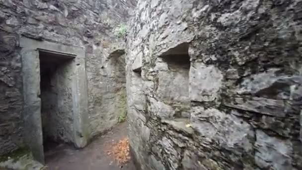 Castelo Medieval Passarelas Bardi Parma Corredores Proteção Pedra Imagens Alta — Vídeo de Stock