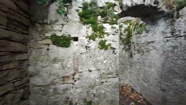 Castelo Medieval Passarelas Bardi Parma Corredores Proteção Pedra Imagens Alta — Vídeo de Stock