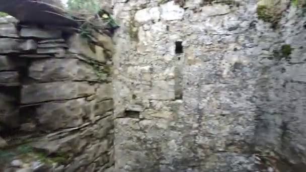 Castelo Medieval Passarelas Bardi Parma Corredores Proteção Pedra Imagens Alta — Vídeo de Stock