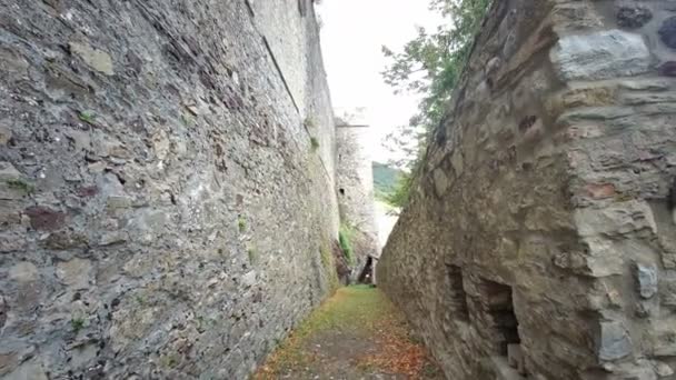 Château Médiéval Bardi Parme Allées Couloirs Protection Pierre Images Haute — Video