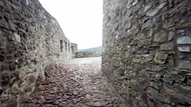 Parma Bardi Middeleeuwse Kasteel Gang Die Leidt Naar Toren Hoge — Stockvideo