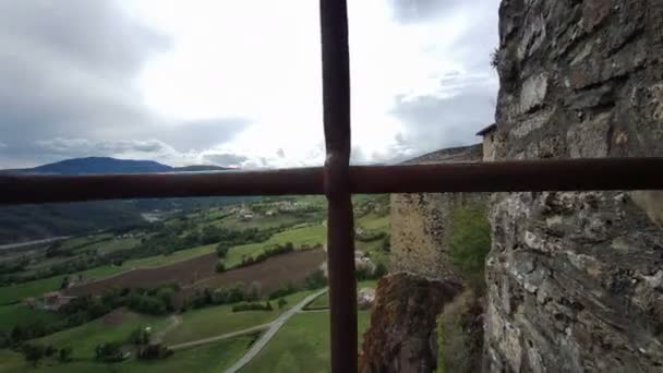 Bardi Κάστρο Parma Ιταλία Πανοραμική Θέα Από Τον Πύργο Υψηλής — Αρχείο Βίντεο