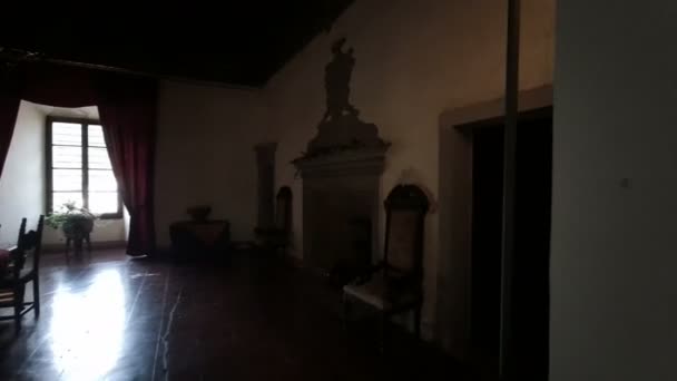 Parma Bardi Medieval Castelo Interiores Sala Jantar Imagens Alta Qualidade — Vídeo de Stock