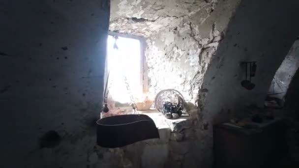 Parma Bardi Ortaçağ Şatosunun Kısımlarında Ahşap Fırınlı Mutfaklar Yüksek Kalite — Stok video
