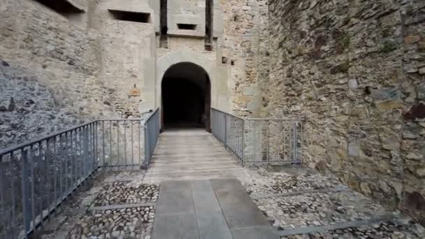 Parma Bardi Entrada Castelo Medieval Para Ponte Levadiça Imagens Alta — Vídeo de Stock