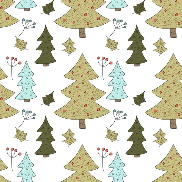 Christmas vector seamless pattern with detailed holiday illustrations. — Stock Vector