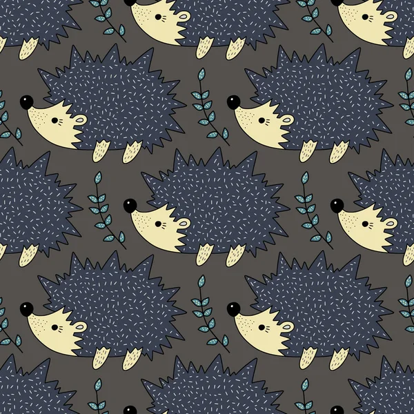 Modèle de forêt vectorielle sans couture avec des illustrations en couleur mignonnes . — Image vectorielle