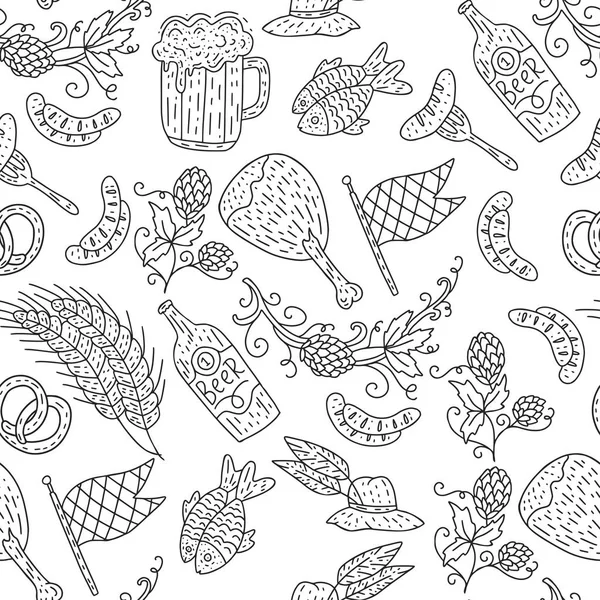 Elle çizilmiş Octoberfest seamless modeli doodle.