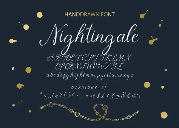Nightingale. Handdrawn kaligrafické vektorové písmo. — Stockový vektor