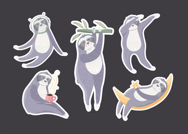 Conjunto de preguiças em diferentes poses . —  Vetores de Stock